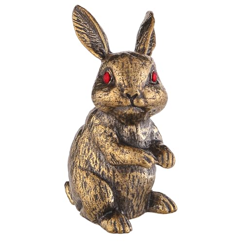 GIB Small Bunny Figurine Brass Rabbit Statue Gold Easter Home Decor, 2.4" | Antique Solid Brass, Decorative Easter Bunny Ornament Decor for Spring, Shelves, Table, Desk, Office, Living Room, Bedroom - color: Rabbit
