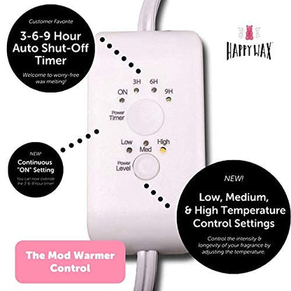 Happy Wax Mod Wax Melt Warmer with 3, 6, and 9 Hour Timer for Scented Wax Melts, Tarts & Cubes - Electric, Ceramic Wax Melter with Removable No Mess Silicone Wax Dish, Marble Color - color: Marble