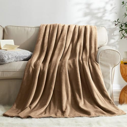 KMUSET Brown Fleece Throw Blanket for Couch - Warm Cozy Soft Lightweight Blankets All Seasons Suitable 50 x 60 inches - color: Brown, size: Throw(50"x60")