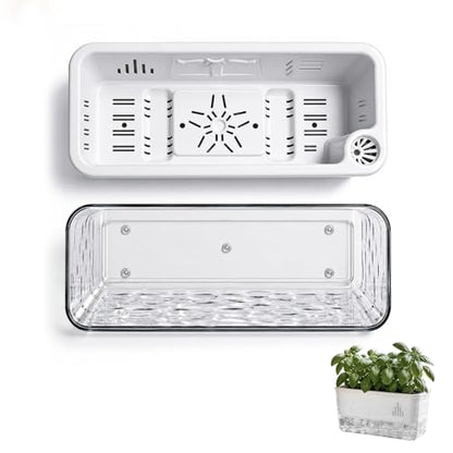Rectangular Planter, Rectangle Planter, 2 Pack Self Watering Planter Boxes, Clear Plastic Window Boxes for Indoor Outdoor Herbs, Succulents, Flowers, Home Garden Windowsill Decor