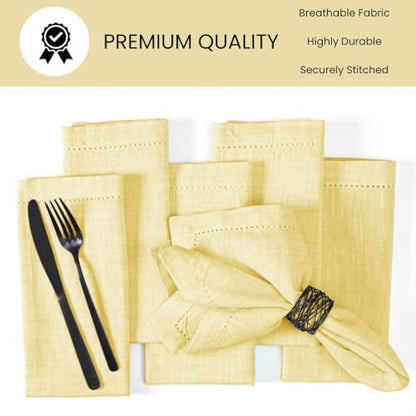 Cloth Dinner Napkins 100% Cotton Set of 6 - Soft Durable Washable - Ideal for Farmhouse Parties Wedding Christmas Easter - Perfect Everyday Use Table Cloth Napkins 18x18 Yellow - color: Yellow