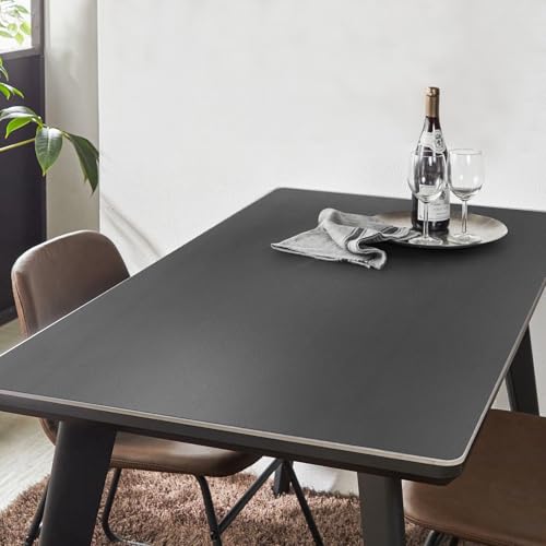 Dark Gray Leather-Look Plastic Table Protector Cover Pad, 36" x 54" | 1.5mm Thick Waterproof PVC Rectangle Desk Mat, Anti Scratch Oil Resistant Table Top Area Mat for Dining Table, Office - color: Dark Gray, size: 54" x 36" (Rectangular)