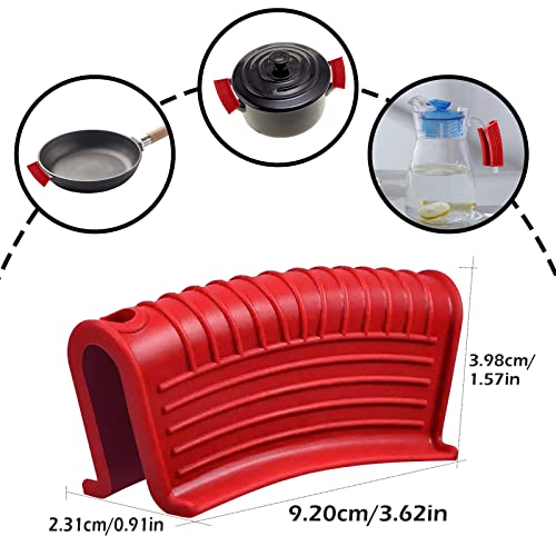 2 Pair Cast Iron Pot Assist Handle Covers with High Heat Resistance, Anti-slip Silicone skillet handle cover for Any Frying Cast Iron Skillet Metal Pan, Washable Reusable Rubber Pot Holder Sleeves Red - size: Red-4 Pack