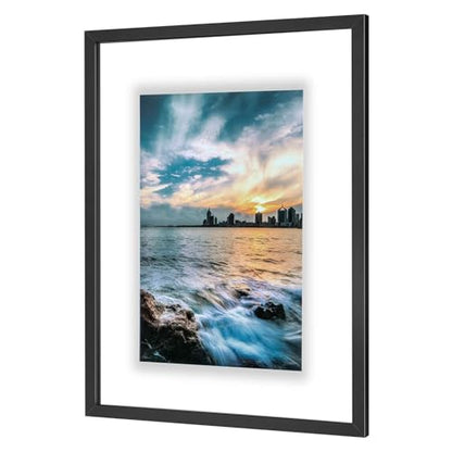 ONE WALL 18x24 Floating Frame, Black Wood Double Glass Float Picture Frame | Display 11x14/11x17/12x18/13x19/16x20 Photos or Plant or Petal Specimens for Wall Hanging, Mounting Kit Included - size: 18X24