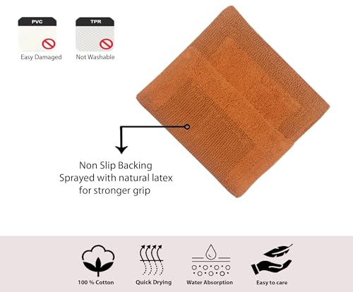Home Weavers Luxury Collection 100% Cotton Reversible Bathroom Rugs Set, Washable Rug, Extra Soft and Absorbent Bath Rug, Kitchen Mat, 2 Piece Set(S+M), Terracotta - color: Terracotta, size: 2 Piece Set(S+M)