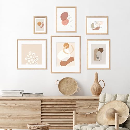 11x14 Picture Frame Set of 4 Natural Solid Oak Photo Frames with 8x10 Removable Mat Wall Hanging Large Handcrafted Frame with HD Plexiglass Wall and Tabletop Display Large Poster Frame - color: Oak, size: 11X14,4P