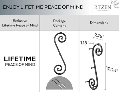 Farmhouse Small Key Holder for Wall, Wrought Iron Wall Mount Rack | Handcrafted Swirl Decorative, 5 Key Hooks for Home Entryway, Purse, Coat and Leash Holder or Organizer (Vertical Black) - style: Vertical