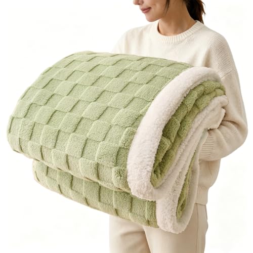 Gracelife Sherpa Throw Blanket for Couch, Flannel Cozy Soft Thick Blanket for Bed - Fleece, Sage Green, 60x80 Inches - color: Sage Green, size: 60"*80"