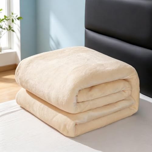 Elegant Throw Blanket for Couch & Sofa, All-Season Lightweight Fleece Blanket, Luxury Soft Cozy Fuzzy Throw for Her Him, 39.37″ × 47.24″- Beige - color: Beige, size: Small Single