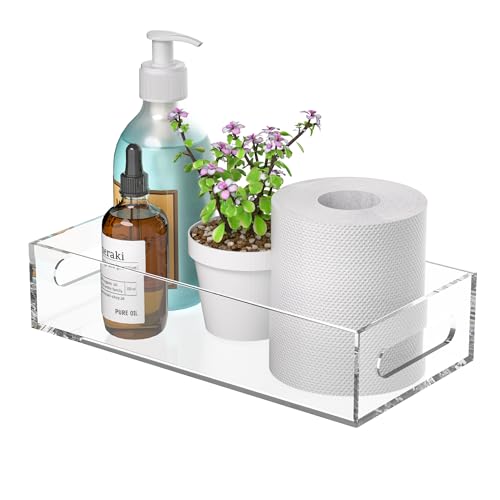 Clear Toilet Basket Tank Tray, Acrylic Bathroom Basket, Back of Toilet Organizer for Paper Storage, Anti-slip and Moisture-proof - color: Clear