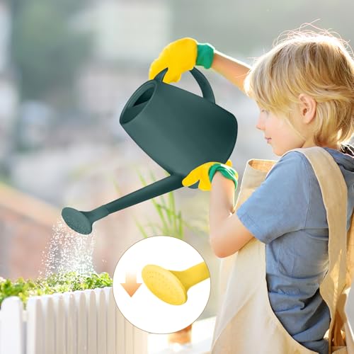 Pro Grip Plastic Watering Can - for Indoor and Outdoor House Plant Garden - with Long Spout - 1/2 Gallon - Blackish Green - color: Blackish Green