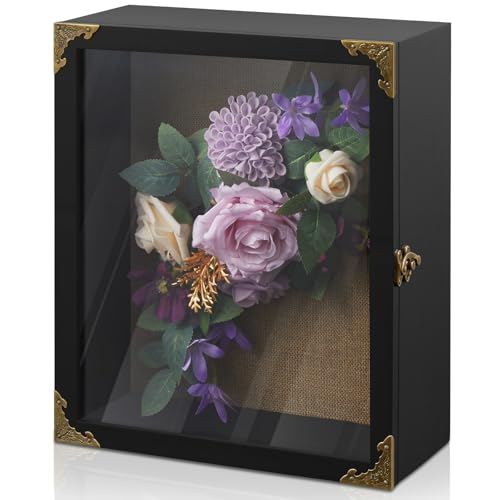 Deep Shadow Box,11x13-inch Shadow Boxes Display Cases, Large Shadow Box Frame, 4-inche Interior Deep Display Cases, Black Wooden Keepsake Boxes for Bridal Bouquets - color: Black, size: 11x13IN