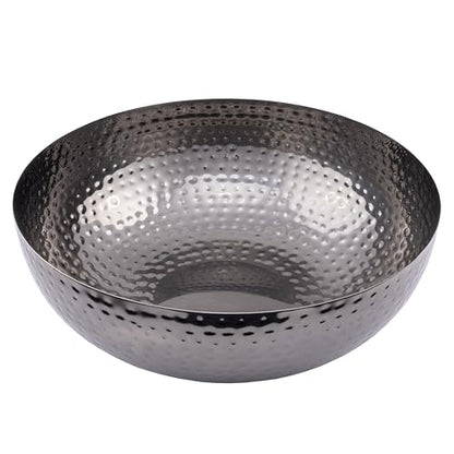 Round Hammered Metal Bowl, Oxidized Silver - color: Oxidized Silver