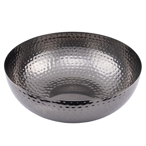Round Hammered Metal Bowl, Oxidized Silver - color: Oxidized Silver