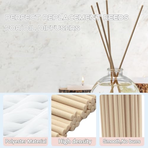 100PCS Reed Diffuser Sticks, 10 Inch Rattan Fiber Sticks Essential Oil Aroma Diffuser Sticks,Long-Lasting Diffuser Replacement Sticks (White) - color: White, size: 10inch