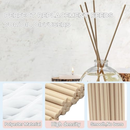 100PCS Reed Diffuser Sticks, 10 Inch Rattan Fiber Sticks Essential Oil Aroma Diffuser Sticks,Long-Lasting Diffuser Replacement Sticks (White) - color: White, size: 10inch