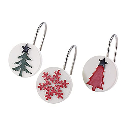 Avanti Linens - Shower Curtain Hooks, Resin Bathroom Accessories, Christmas Decorations, Set of 12 (Tis The Season Collection) - size: Shower Hooks