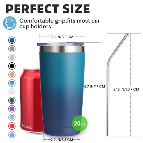 Volhoply 20oz Stainless Steel Tumbler with Lid and Straw Bulk 4 Pack,Double Wall Insulated Travel Iced Coffee Mug Fits Cup holder,Powder Coated Cups for Cold Drinks,Gifts for Women（Dark Night,4 Set） - color: Dark Night