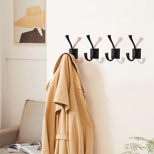 Wall Hooks,5 Pack Coat Hooks Hardware Towel Hooks for Hanging Coats Black Robe Hooks Wall Mounted with Screws for Key, Towel, Bags, Cup. - color: Black