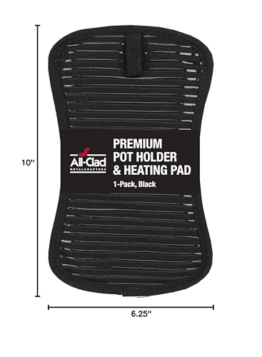 All-Clad Premium Pot Holder & Hot Pad: Heat Resistant to 500 Degrees - 100% Cotton, 10"x6.25" Hot Pad for Kitchen and Barbeque, (1-Pack), Black - color: Black, size: 1 Pack