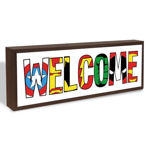 Welcome Wood Home Decor Signs, Welcome Wood Plaque, Home Tabletop Desk Decorative Sign, Suitable Gifts For Boys, Hanging Decorative Wooden Plaque 9.5x3.1 Inches(A24) - color: welcome 24