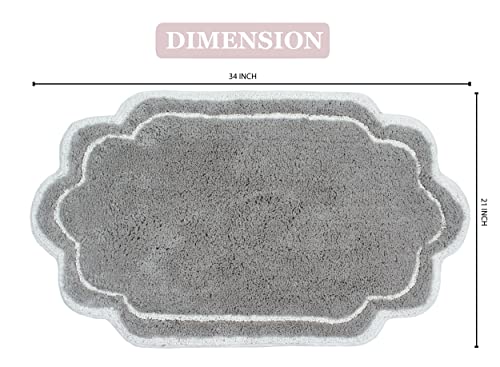 Home Weavers Allure Collection 100% Cotton Tufted Bathroom Rug, Soft and Absorbent Bath Rugs, Non-Slip Bath Carpet, Machine Wash Dry Bath Mats for Bathroom Floor, 21"x34" Bath Rug, Gray