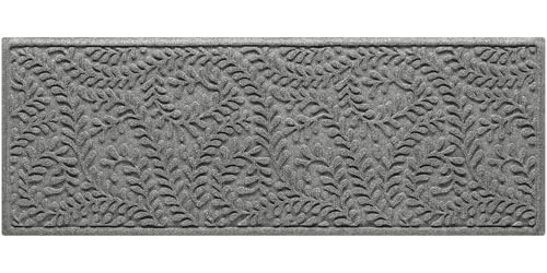 WaterHog Boxwood Front Door Mat Indoor Outdoor Entrance, All-Weather Mats | Heavy Duty Outdoor Doormats, Non-Slip Rubber Backing, Dirt & Moisture Trapper, Low Profile, Made in USA, 22"x59", Medium Grey - color: Medium Grey, size: Runner 22"x59" (2’x5’)