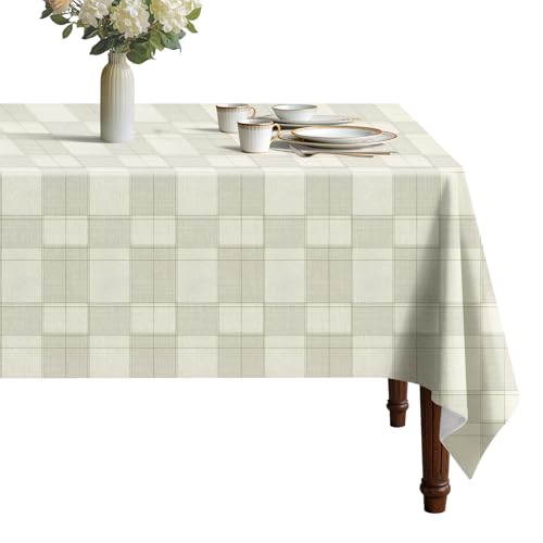 Plaid Vinyl Tablecloth with Flannel Backing for Rectangle Tables | Waterproof, Stain Resistant, Wrinkle Free Vinyl Tablecloth with Easy Wipeable Surface for Kitchen Dining and Party Use - color: Plaid, size: 70" x 52" (Rectangular)
