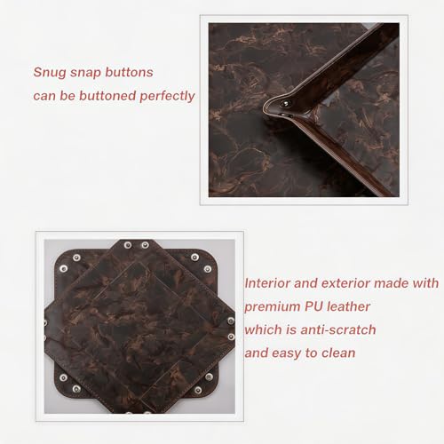 Valet Tray Desktop Storage Organizer – Vegan Leather Catchall Bedside Vanity Tray Nightstand Caddy Holder for Remote Controller, Watch, Keys, Phone, Wallet, Coin, Jewelry, Marble Brown - color: Marble Brown