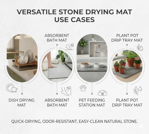 Premium Stone Bath Mat Diatomaceous Earth Ultra Absorbent Quick Drying Easy to Clean Non-Slip Diatomite Stone Bath Shower Mat Ideal for Bathroom Floor (Marble Grey) - color: Marble Grey