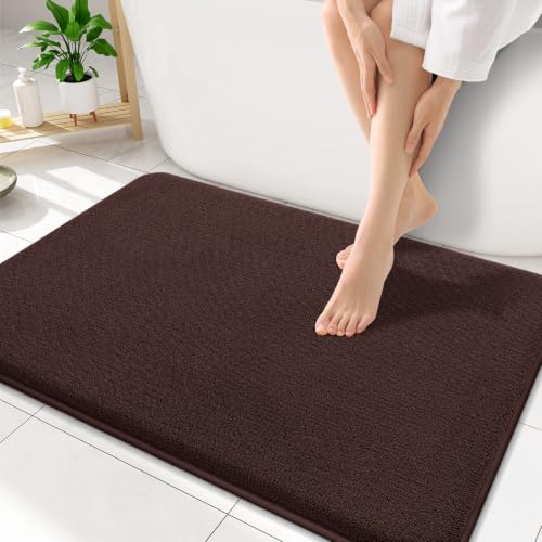 Smiry Memory Foam Bath Mat 34x21, Extra Soft Absorbent Bathroom Rugs | Brown Quick Dry, Machine Washable Bath Mats for Bathroom, Shower, Tub and Home Decor Accessories - color: Brown, size: 34'' X 21''