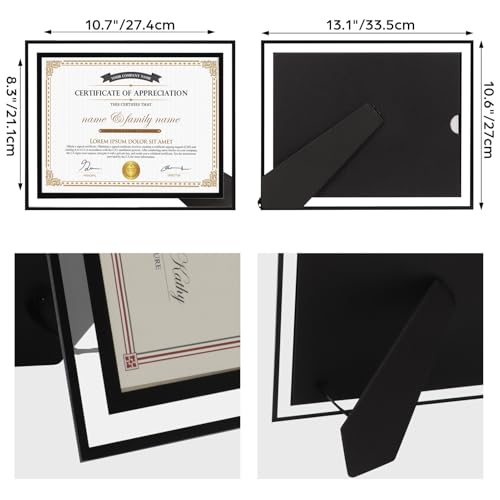 Hoikwo 8.5 by 11 Picture Frames, 12 Pack 8.5x11 Black Glass Frames – For Small Business Licenses, School Certificates, Family Awards & Office Diplomas, Tabletop Display Only – Vertical or Horizontal - size: Black-8.5x11-12 Frames