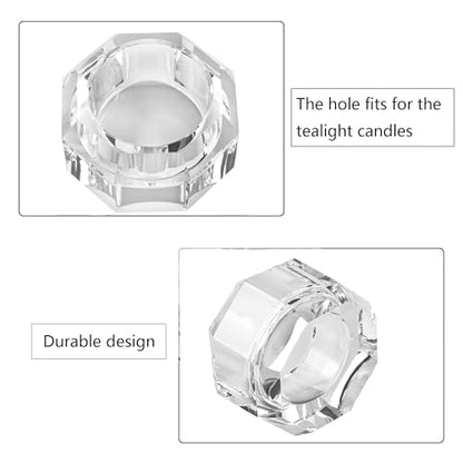 Kitcom Crystal Tea Light Candle Holders Pack of 2 for Tabletop Home Decor W2.36'' X H1.57'', Comes with Gift Box