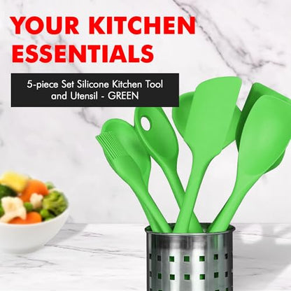 Chef Craft Premium Silicone Kitchen Tool and Utensil Set, 5 Piece, Green - color: Green, size: 5 Piece Set