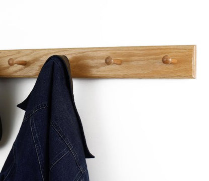 Solid Oak Shaker Peg Rack Made in The USA - Natural Stain 41 x 3.5 Inches with 7 Pegs - color: Natural, size: 41" x 3.5" with 7 pegs