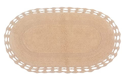 Home Weavers Hampton Crochet Reversible Bathmat 100% Cotton Bathroom Rugs Set, Washable Rug, Extra Soft and Absorbent Bath Rug, Kitchen Mat, Bath Mat Set, Mat Non Slip, 21"x34" Rectangle, Linen - color: Linen, size: 1'9" x 2'10" (Oval)