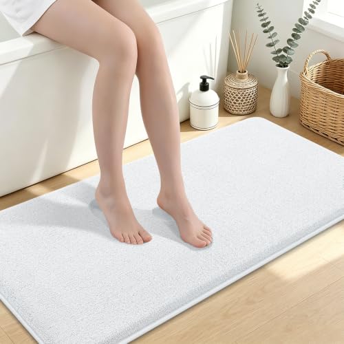 Smiry Memory Foam Bath Mat 47x24, Extra Soft Absorbent Bathroom Rugs | White Quick Dry, Machine Washable Bath Mats for Bathroom, Shower, Tub and Home Decor Accessories - color: White, size: 47'' X 24''
