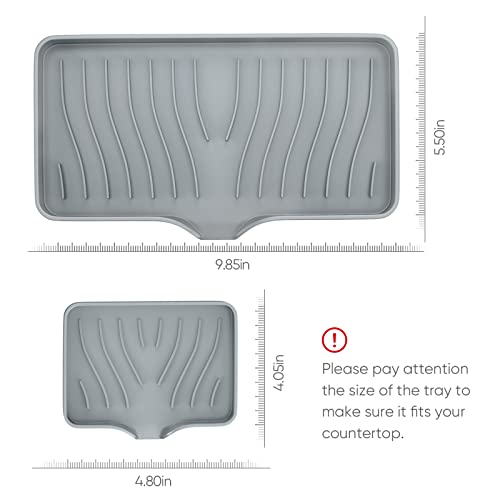 Kitchen Sink Tray,Self Draining Kitchen Soap Tray Soap Holder Silicone Sponge Holder for Kitchen Sink,Kitchen Bathroom Sink Caddy Sink Organizer for Sponge,Soap Dispenser,Dish Scrubber,Palm Brush - color: Cool Gray