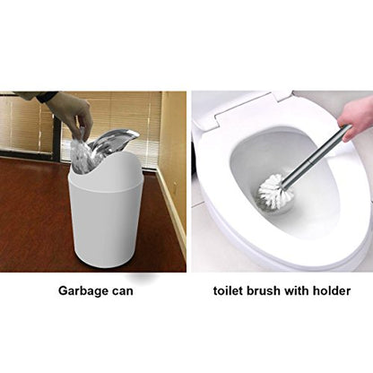 Bathroom Accessories Set, 6-Piece Plastic Gift Set, Toothbrush Holder, Toothbrush Cup, Soap Dispenser, Soap Dish, Toilet Brush Holder, Trash Can (White) - color: White
