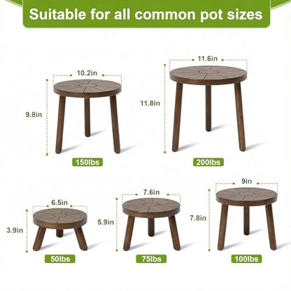 Wood Plant Stands 5-Pack Indoor, Plant Stool, Dark Brown | Premium carbonized pine with moisture-resistant, burr-free finish, Snap together in 60 seconds, no tools needed - color: Dark Brown, size: 5-Pack