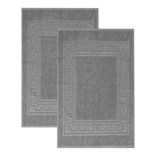 Superior Heavyweight Cotton Bath Mats, Bath Rugs For Bathroom Accessories, Washable Rug For Shower, Bath, Toilet, Modern Decor, No Backing, Luxury Hotel And Spa Quality, Set of 2, 22" x 35", Silver - color: Silver, size: 22" x 35" (Set of 2)