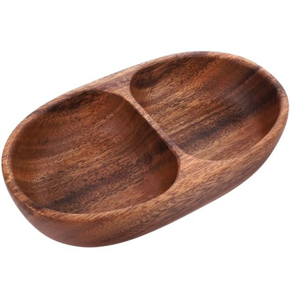 BESPORTBLE Decor snacks storage bowl nut plate wood divided salad bowl wooden fruit bowl food plate candy plate Double compartment bowl salad bowl container fruit dish south america tray