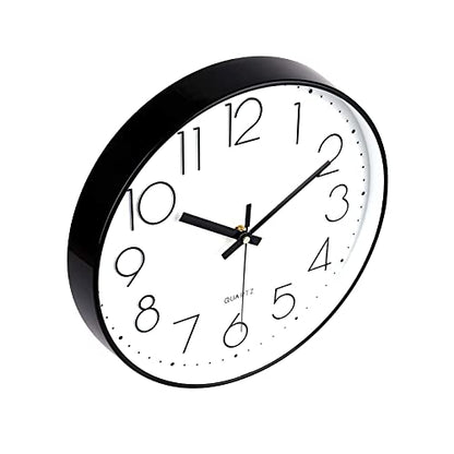 Small Wall Clock Black Wall Clocks Silent Non-Ticking for Bedroom Bathroom Kitchen(8 Inch) - color: Black, size: 8 Inch