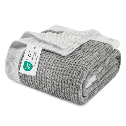 BEDELITE Soft Cozy Chenille Waffle Knit Throw Blanket,Farmhouse Boho | ideal gift,fuzzy,fluffy,warm,for sofa or bed,room decor,breathable all season,lightweight,machine washable,50*60 grey - color: Grey, size: Throw(50"x60")