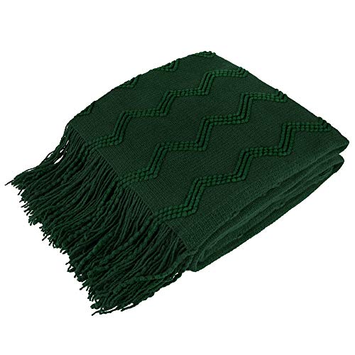 PAVILIA Emerald Green Knit Throw Blanket for Couch, Twin Bed, Soft Knitted Farmhouse Sofa Throw for Living Room, Lightweight Decorative Summer Blanket for Chair, Outdoor Textured Boho Blanket, 60x80 - color: Emerald Green, size: 60 X 80 Inches - Twin