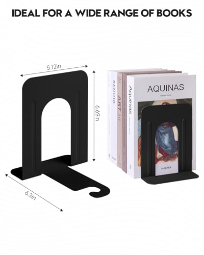 Honagu Bookends, Metal Book Ends, Bookends for Shelves, Book Holder Stopper for Heavy Books, /CDs/DVDs (1 Pairs/2 Pieces, Black) - color: Black