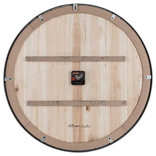 Oldtown Farmhouse Metal & Solid Wood Noiseless Wall Clock (Dark Brown, 24-inch) - color: Dark Brown, size: 24-inch