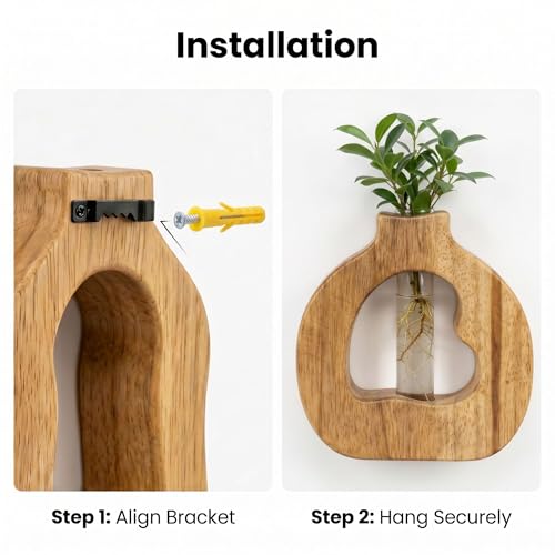 Plant Propagation Station with Glass Test Tube Vases, Wooden Stand Planter Terrariums for Hydroponic Plant Cuttings, Home Office Desktop Decor, Gift for Plant Lovers - size: 6.1"x5.9"