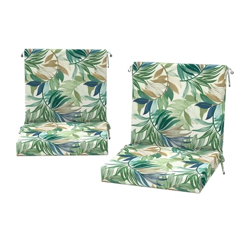 DYTXIII Outdoor Midback Chair Cushions Set of 2-20"x17" Water Repellent & Fade-Resistant Patio Seat Cushions with High-Resiliency Foam, Non-Slip Ties for Dining, Balcony Furniture-Lush Leaf Green - color: Lush Leaf Green