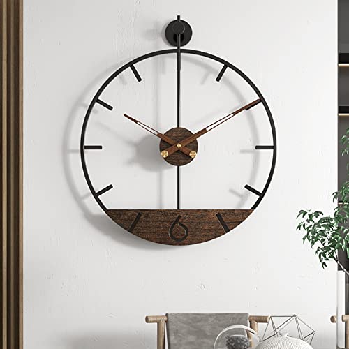 Modern Wood Walnut Dial Wall Clock, Large Simple Wall Decor Metal Frame Silent Non Ticking Clock for Living Room Decor, Kitchen, Bedroom, Study Decoration, Handmade Home Gift Idea, 26.4 in - size: 3.X-Large 26.4In(67cm)